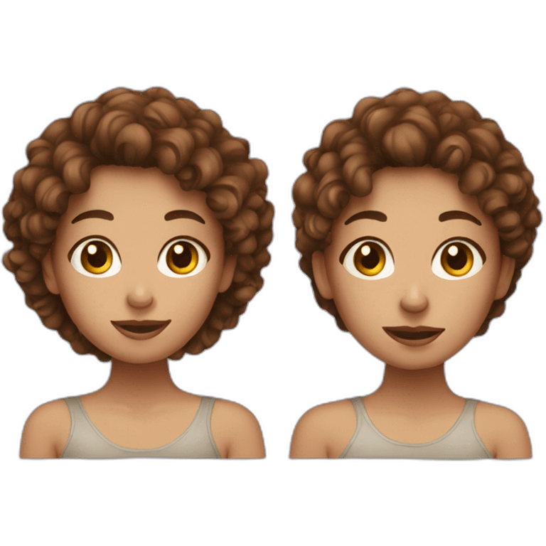 brown curly haired girl and skinny face emoji