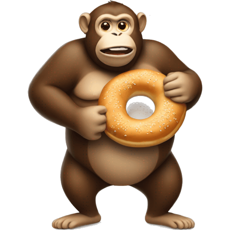 fat monkey holding a bagel emoji