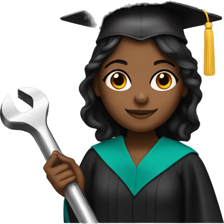 black girl graduated with a wrench  emoji