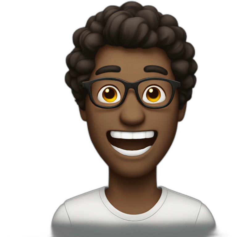 dark braown hair guy with glasses laughing, just the head emoji