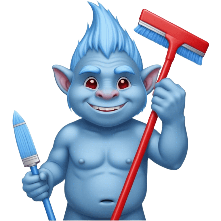 blue Troll cleaning window with red squeegee emoji