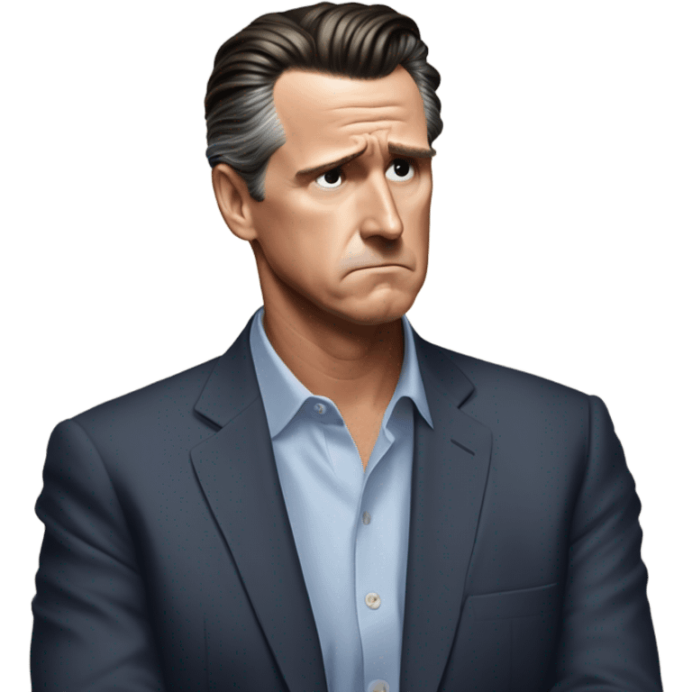 Gavin Newsom feeling sad emoji