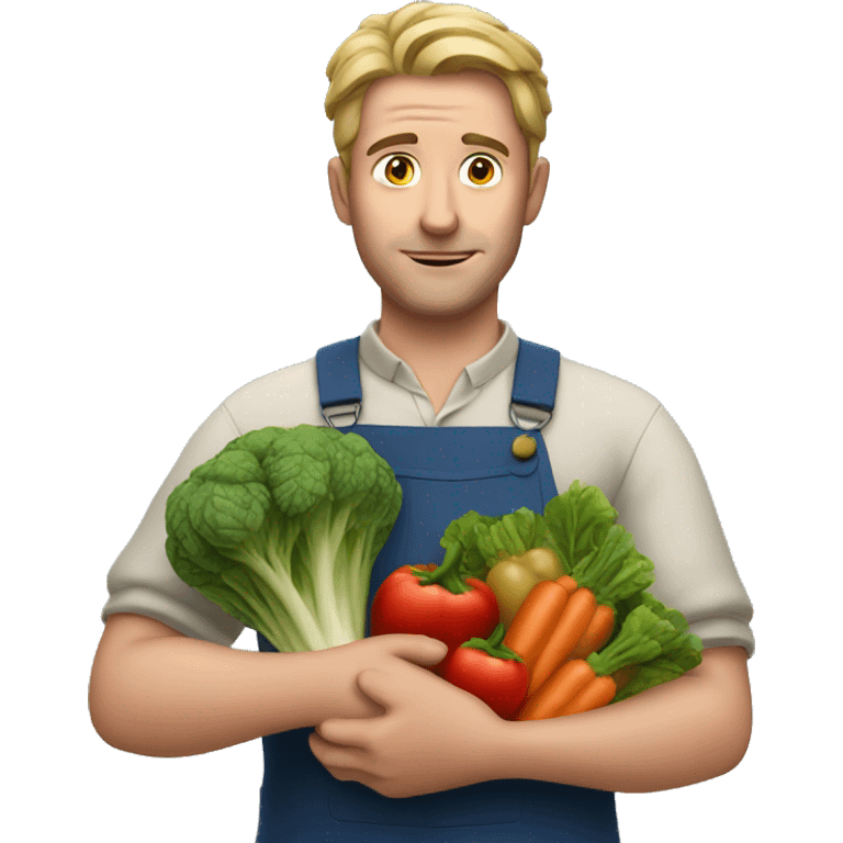 European man holding vegetables in his hands emoji