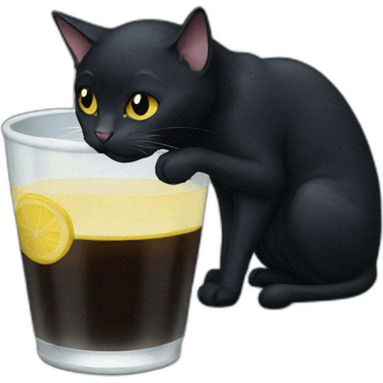 Black cat drinking emoji