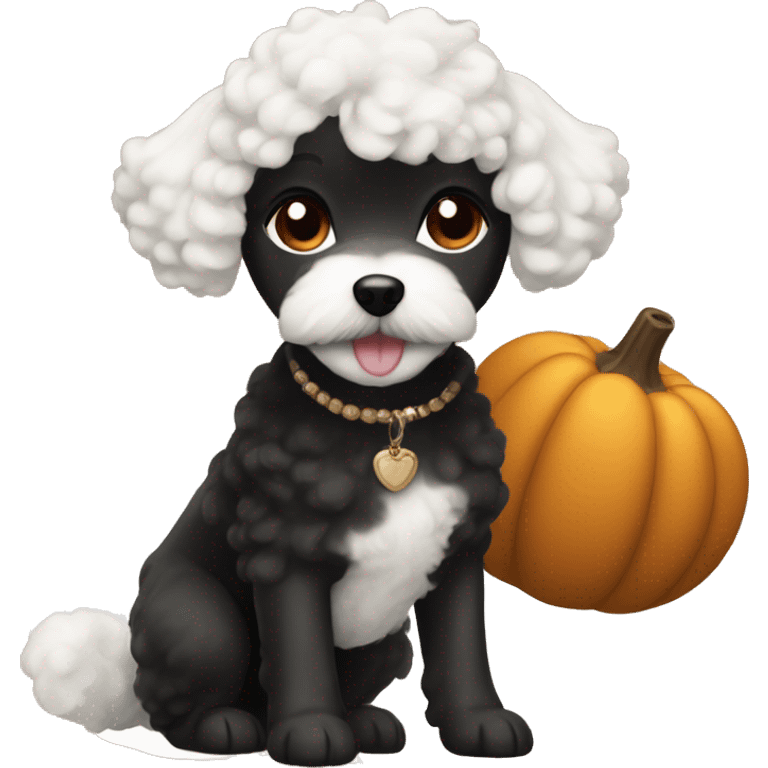 Black woman with a white maltipoo wishing a happy Thanksgiving  emoji