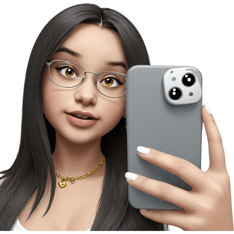 girl taking selfie with jewelry emoji