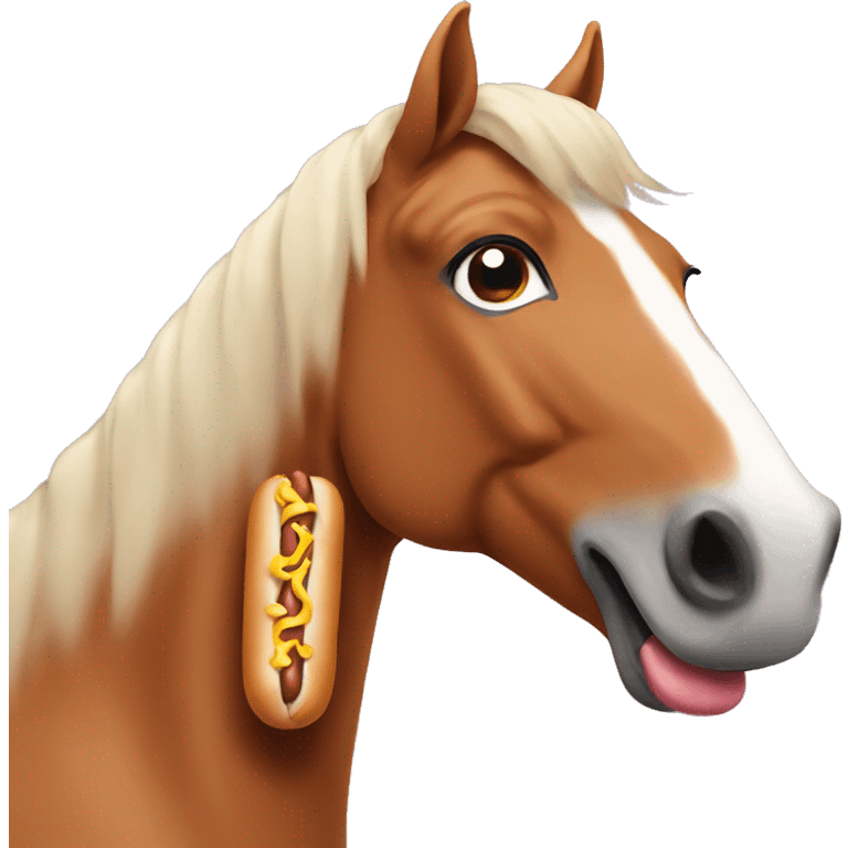 a horse eating a hotdog emoji