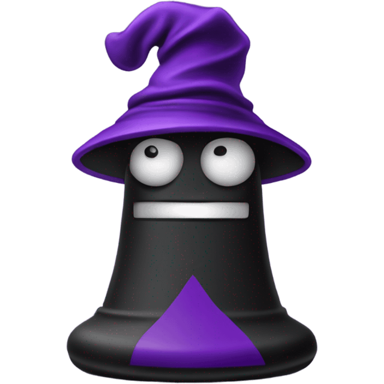 an arrogant black chess pawn with a purple wizard hat emoji