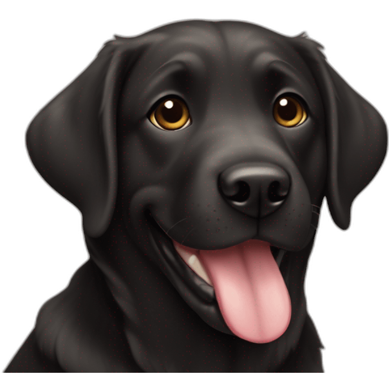 cachorrita labrador de pelo negro muy corto sonrriendo emoji