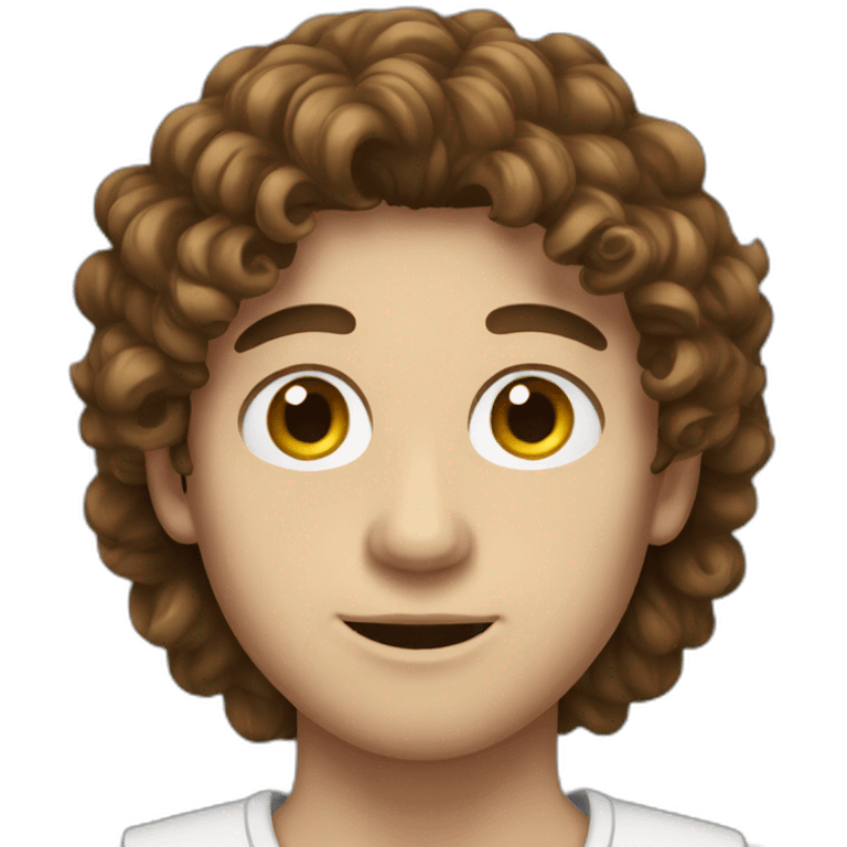 Young men type italian, White skin, with long curly brown hair emoji