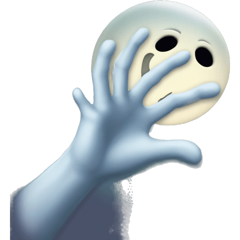 ghost hand, moon behind emoji