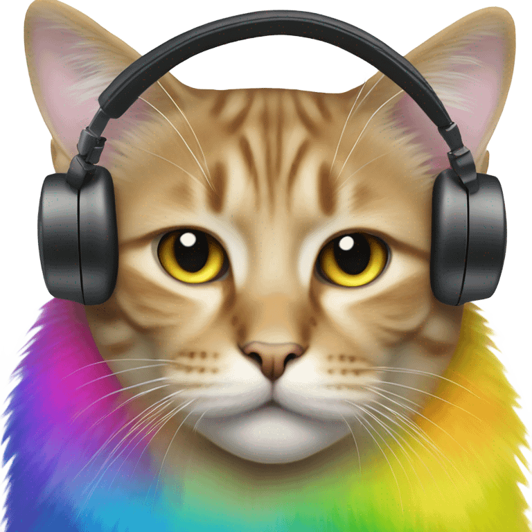 cat with rainbow headpho emoji