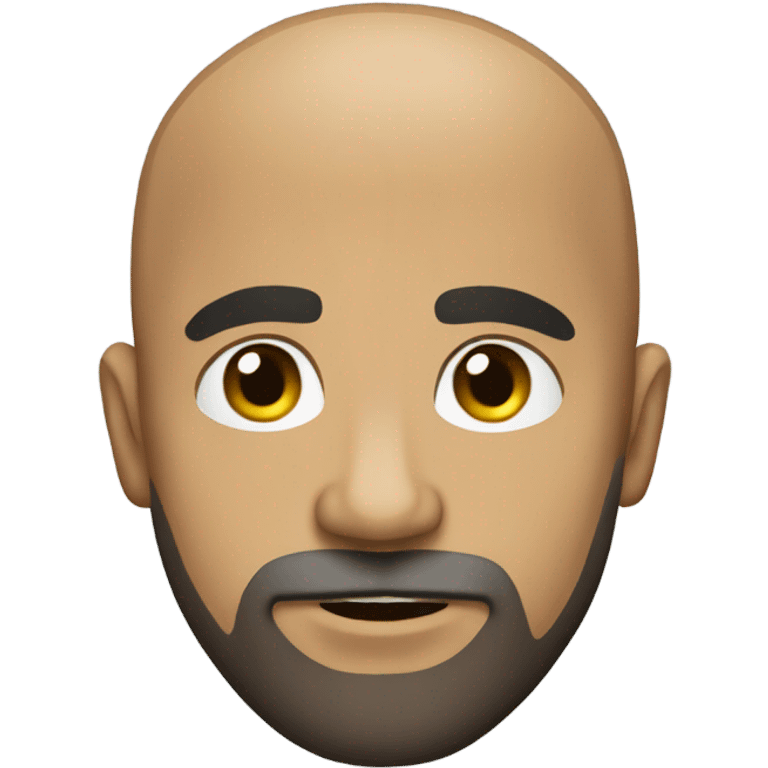 Bald Hispanic man with beard feeling naked emoji