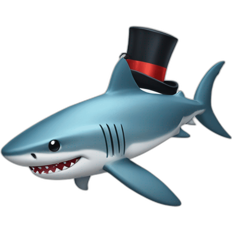 Shark with a top hat emoji