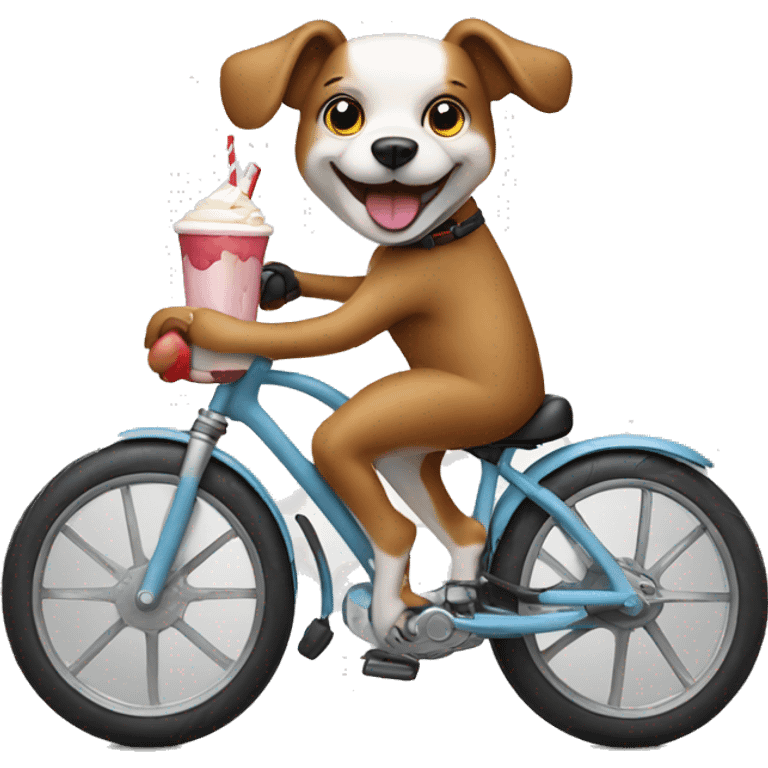 Dog on bike with milkshake  emoji