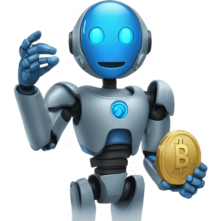 The blue bot holds a coin in its hand ton coin emoji