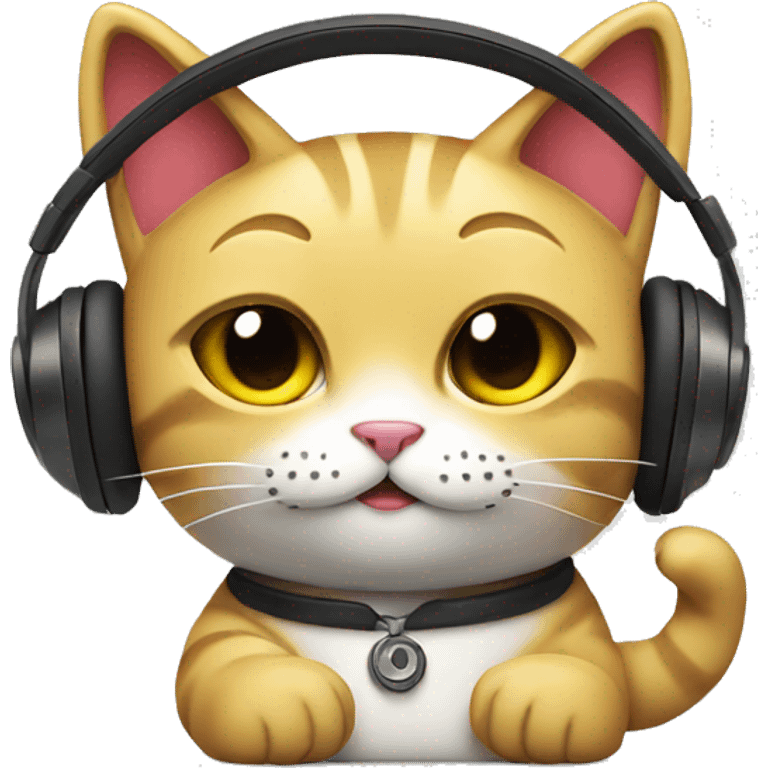 Lucky cat with headphones emoji