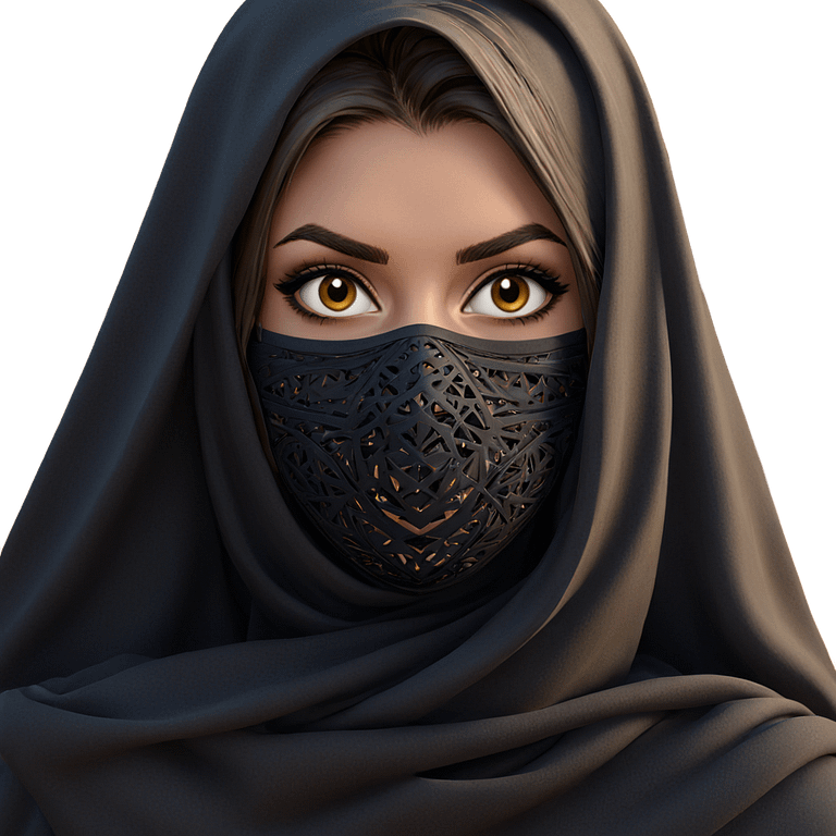 girl in desert with mask emoji