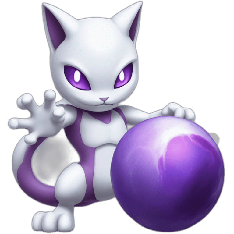 Mewtwo holding masterball emoji