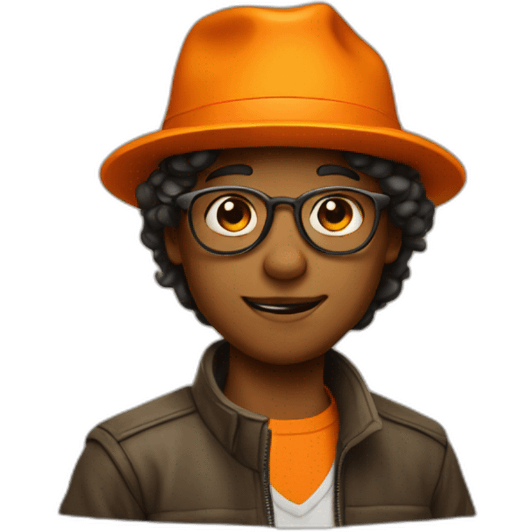 with boy with hat orange and glasses emoji