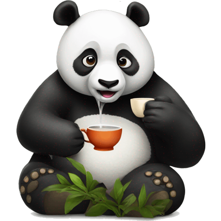 Panda drinking tea emoji