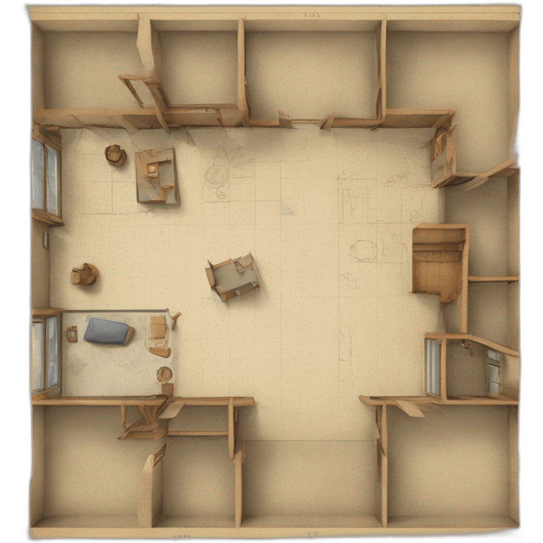 medieval architect drawing on a floor plan emoji