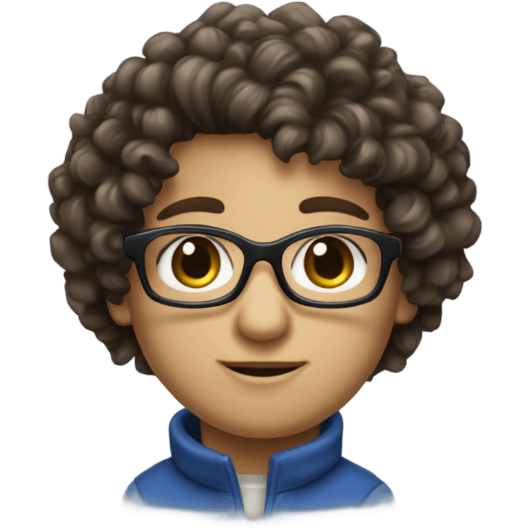 brune cheveux bouclés lunettes yeux bleus emoji