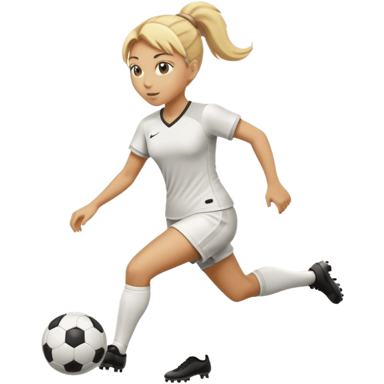 Woman with blonde ponytail playing soccer  emoji