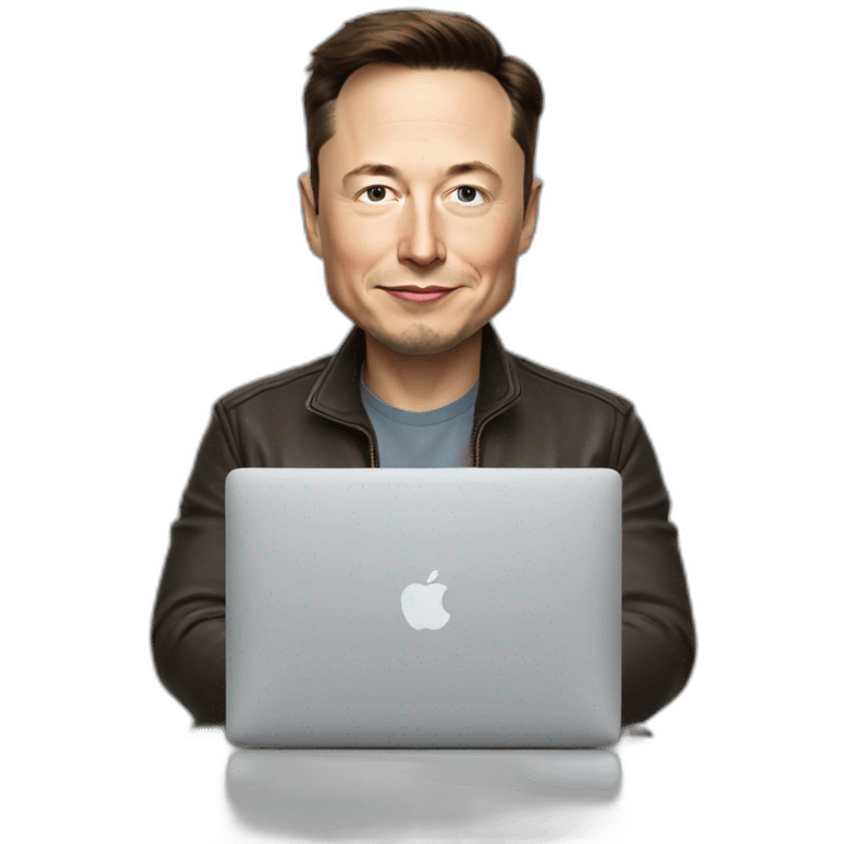 elon musk working  infront of a macbook  emoji