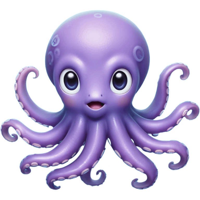 Cinematic Cute Baby Octopus Portrait Emoji, Head tilted slightly in a curious and endearing way, featuring a smooth, rounded light blue-purple body with enormous, sparkling eyes filled with warmth and innocence, delicate tentacles curling playfully, Simplified yet irresistibly adorable features, highly detailed, glowing with a soft, dreamy marine glow, high shine, affectionate and gentle, stylized with a touch of whimsical deep-sea charm, soft glowing outline, capturing the essence of a tiny, inquisitive octopus that looks ready to gently drift into your heart! emoji