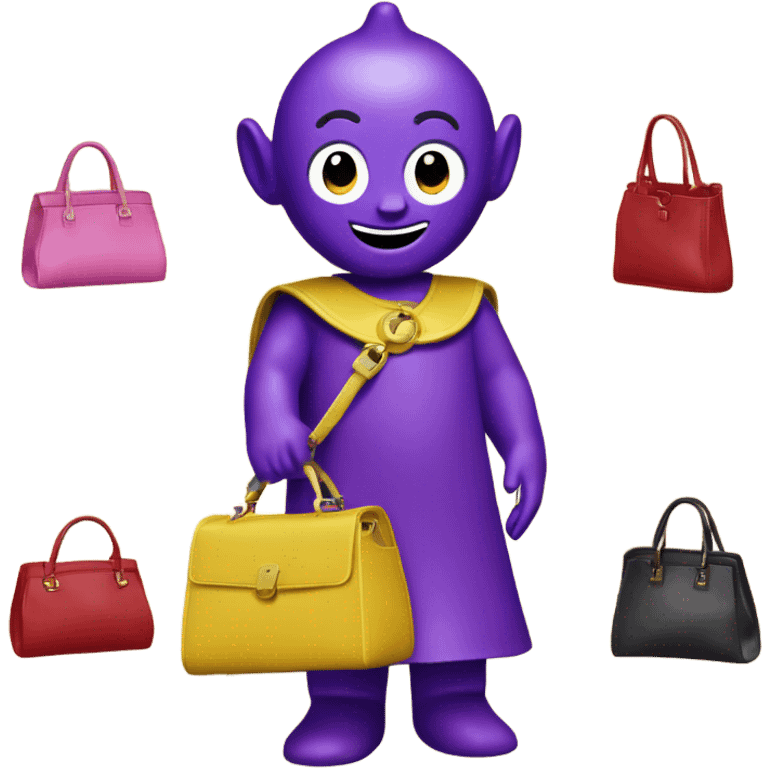 Teletubby tinky-winky with handbags  emoji