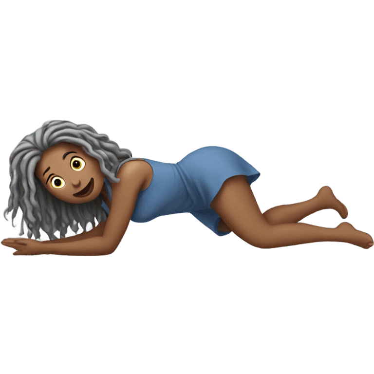 Curvy woman with gray locs falls from bed onto floor emoji