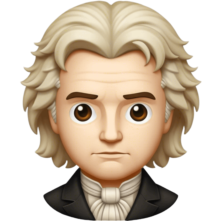 Cinematic Realistic Beethoven Pop Culture Emoji, featuring an evocative portrayal of the legendary composer rendered with delicate textures and emotive lighting. emoji