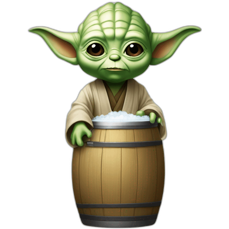 Maître yoda kawaii boit une bière emoji