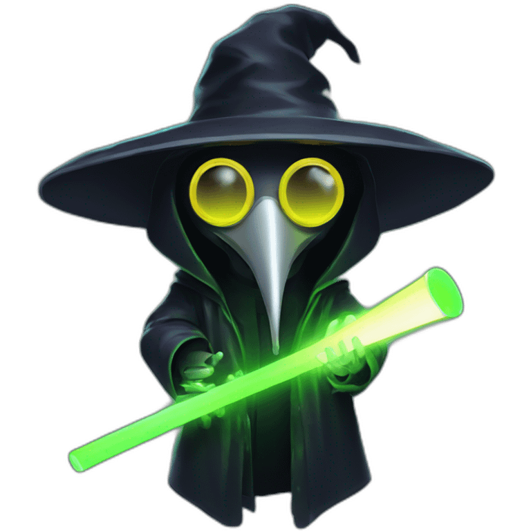 hype plague doctor with glow sticks in hands emoji