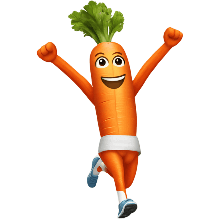 sprinting carrot with arms, legs, and a headband emoji