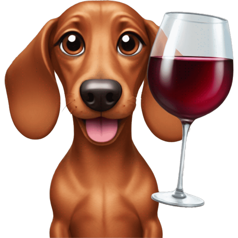 Dachshund with glass of wine emoji