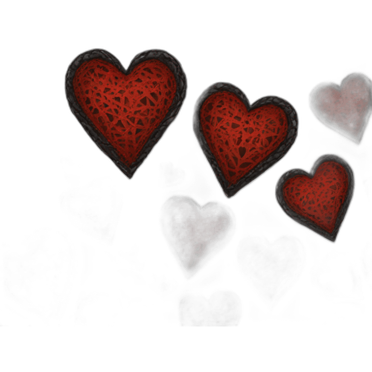 black leather heart with red lace overlay emoji