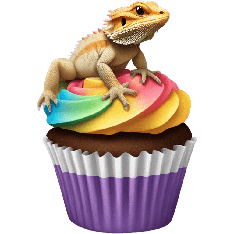 tan bearded dragon with a cupcake  emoji