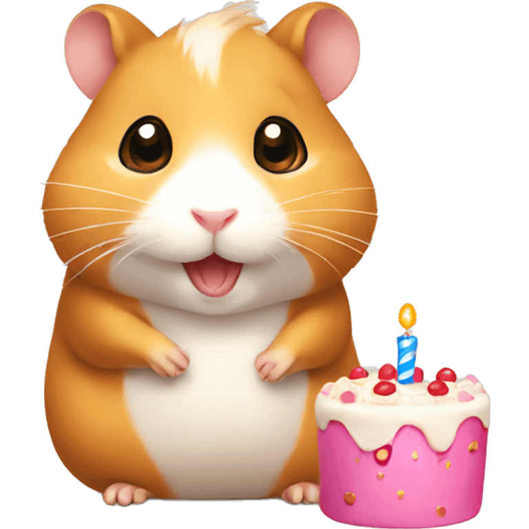 Hamster with a birthday cake  emoji