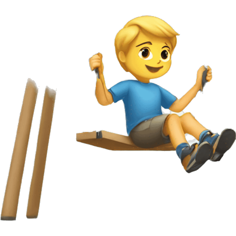 A boy pushing a swing emoji