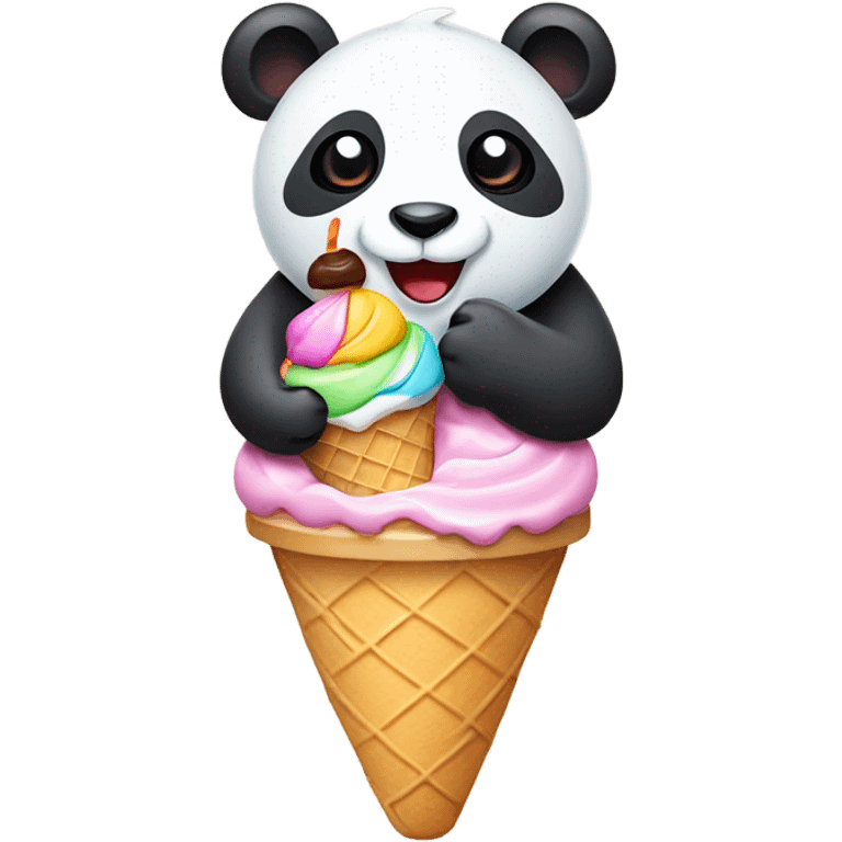 Panda eating ice cream emoji