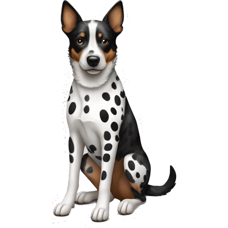 Black and white spotted Australian cattle dog full body emoji