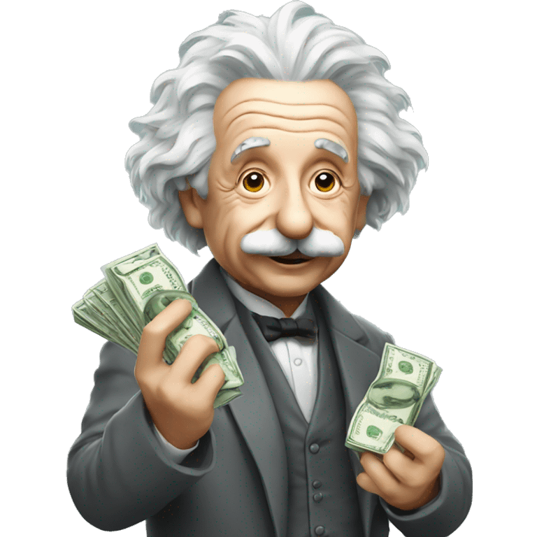 Albert Einstein holding money in his hand emoji