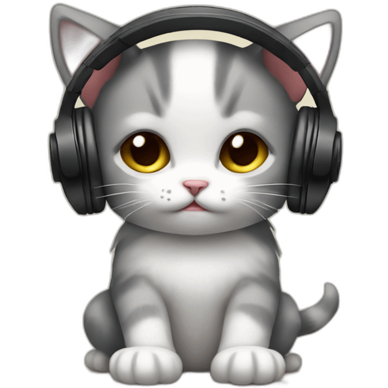 sad kitten listening to music emoji