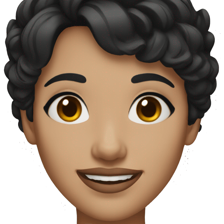 woman with makeup and short black hair smiling emoji