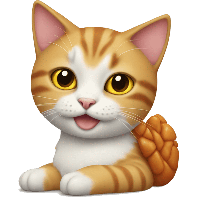 cute cat with chicken wing on the top emoji