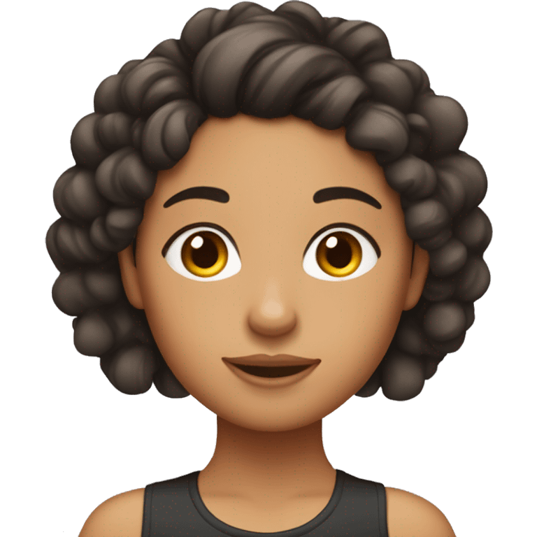 Hispanic girl comfortable with a messy curly bun hairstyle  emoji