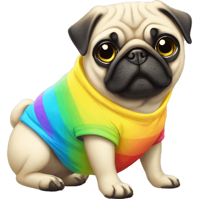 Rainbow pug wearing banana pajamas emoji