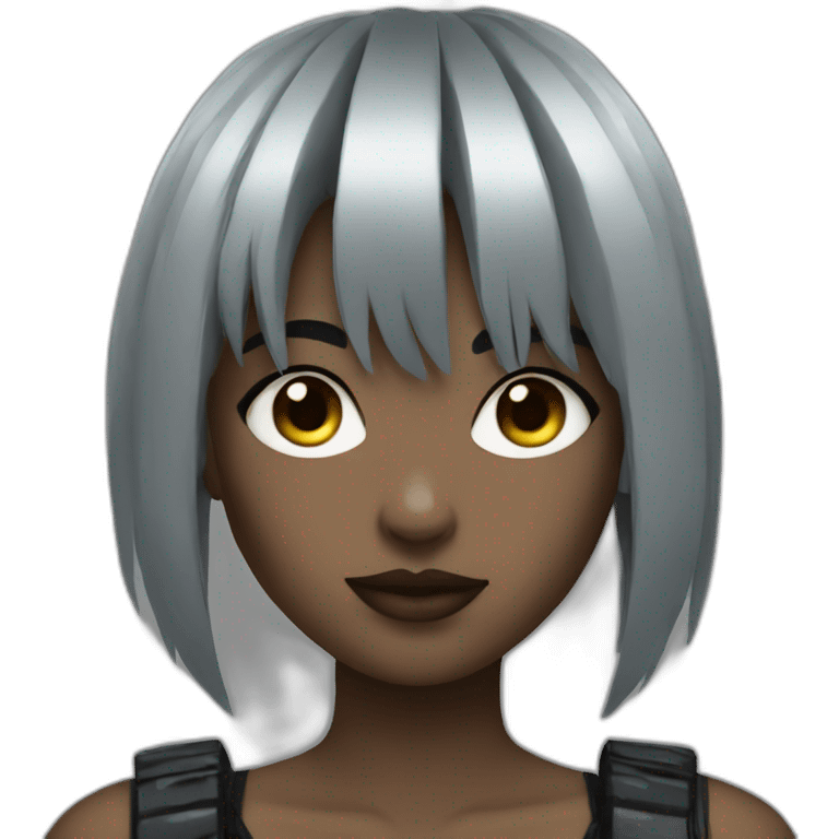 cyberpunk girl with bangs and black hair emoji